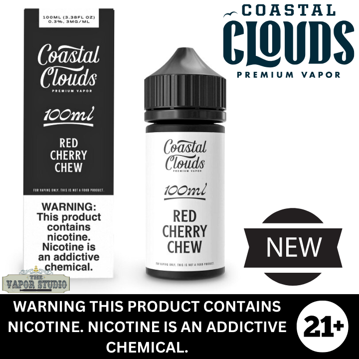Coastal Clouds Red Cherry Chew Premium E-Liquid 100ml The Vapor Studio Austin Texas Coastal Clouds Red Cherry Chew Premium E-Liquid 100ml The Vapor Studio Austin Texas