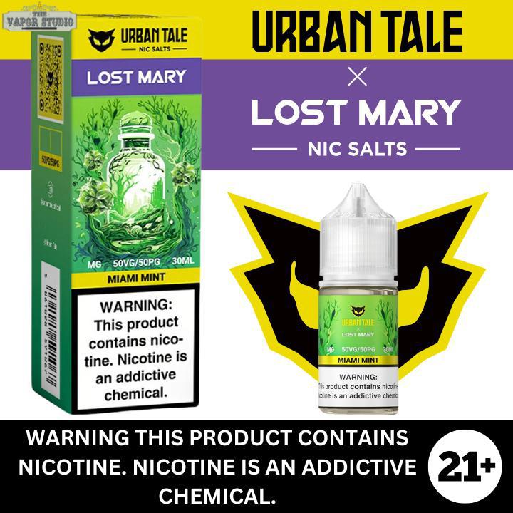 Miami Mint by Urban Tale X Lost Mary - Salt Nicotine E-liquid 30ml The Vapor Studio Austin Texas Miami Mint by Urban Tale X Lost Mary - Salt Nicotine E-liquid 30ml The Vapor Studio Austin Texas