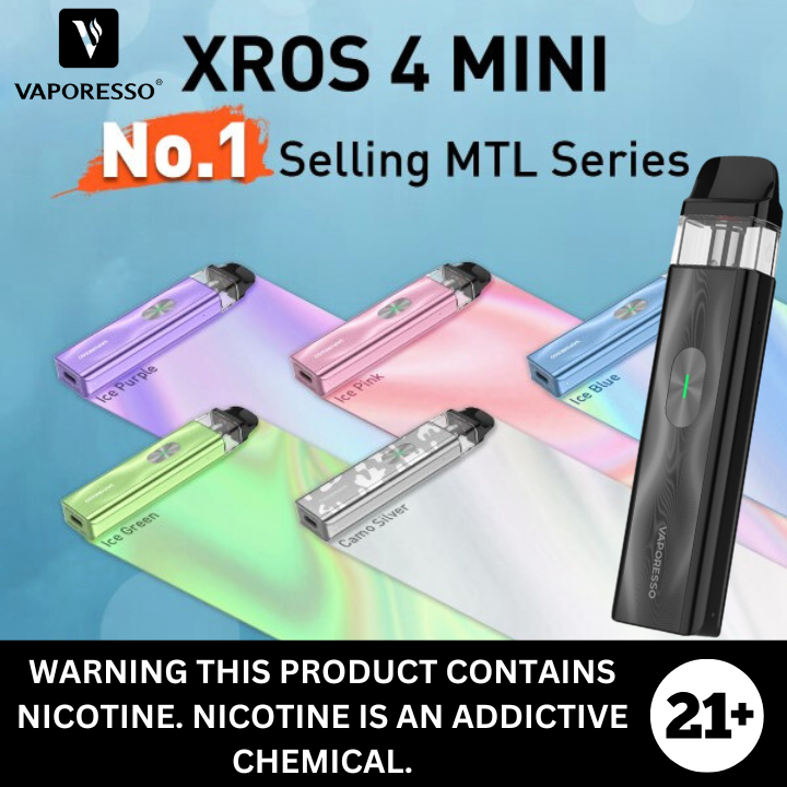 Xros 4 Mini by Vaporesso Pod Based Vaporizer Kit The Vapor Studio Austin Texas Xros 4 Mini by Vaporesso Pod Based Vaporizer Kit The Vapor Studio Austin Texas