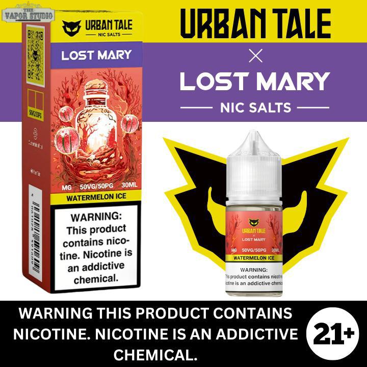 Watermelon Ice by Urban Tale X Lost Mary - Salt Nicotine E-liquid 30ml The Vapor Studio Austin Texas Watermelon Ice by Urban Tale X Lost Mary - Salt Nicotine E-liquid 30ml The Vapor Studio Austin Texas