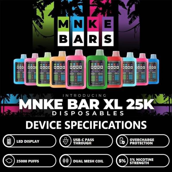 MNKE Bars XL 25K Disposable Vape 5% Nicotine