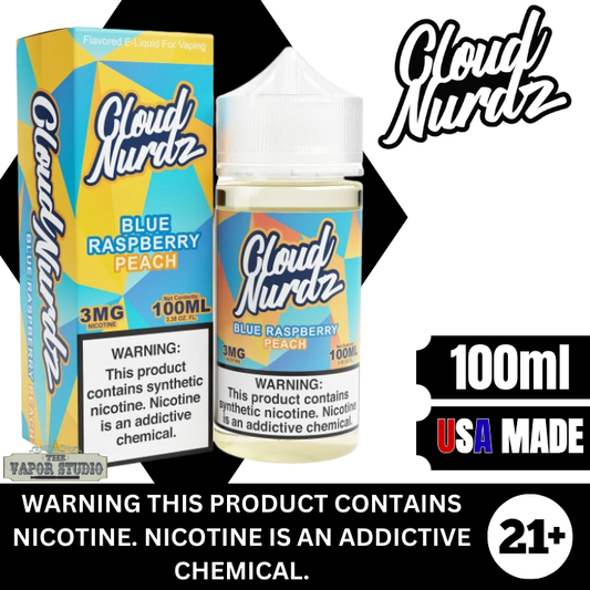 Blue Raspberry Peach by Cloud Nurdz Premium E-Liquid 100ml