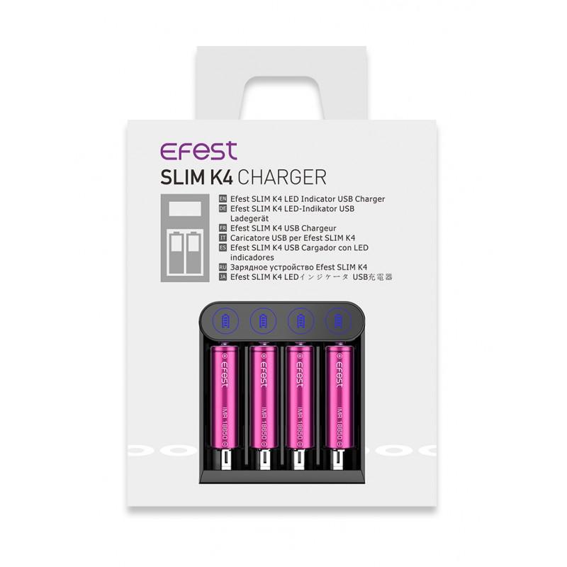 EFEST Slim K4 18650, 21700 Battery Charger 4-Bay