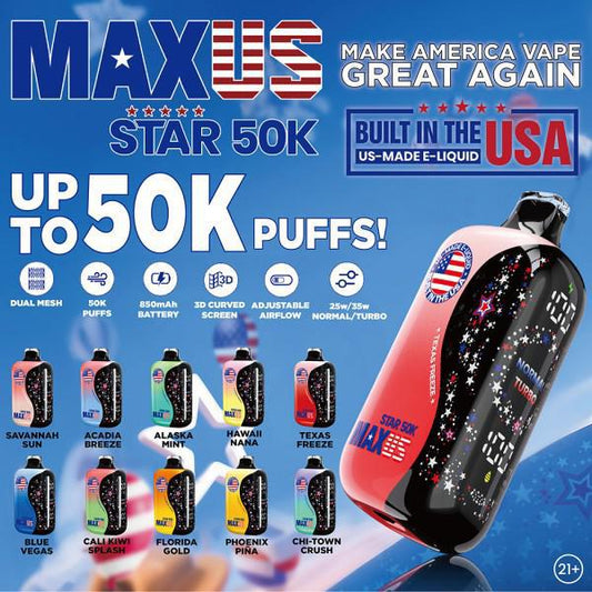 Maxus Star 50k Puff Disposable 5% Salt Nicotine Vape