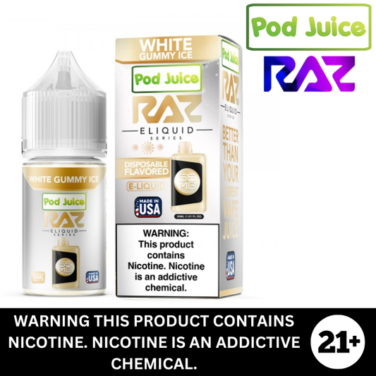 White Gummy Ice by Pod Juice Raz Salt Nicotine E-Liquid 30ml