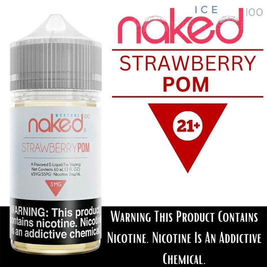 Naked 100 Strawberry Pom Iced (Brain Freeze) Premium E-Liquid 60ML